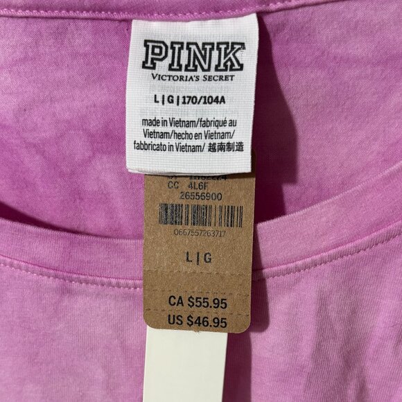 Victoria's Secret PINK Solid Bodycon Cinched Dress, Tie‎ Dye Pink, NWT, Sz L - Picture 6 of 8